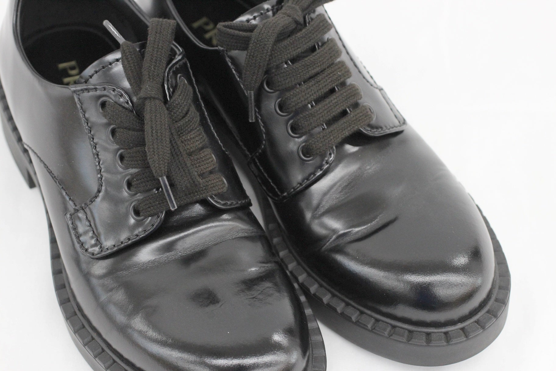 PRADA(プラダ) ブラッシュドレザーダービーシューズ 6(25~25.5cm相当) 2EE345 革靴 - 安心保証・業界最安値の販売 福助