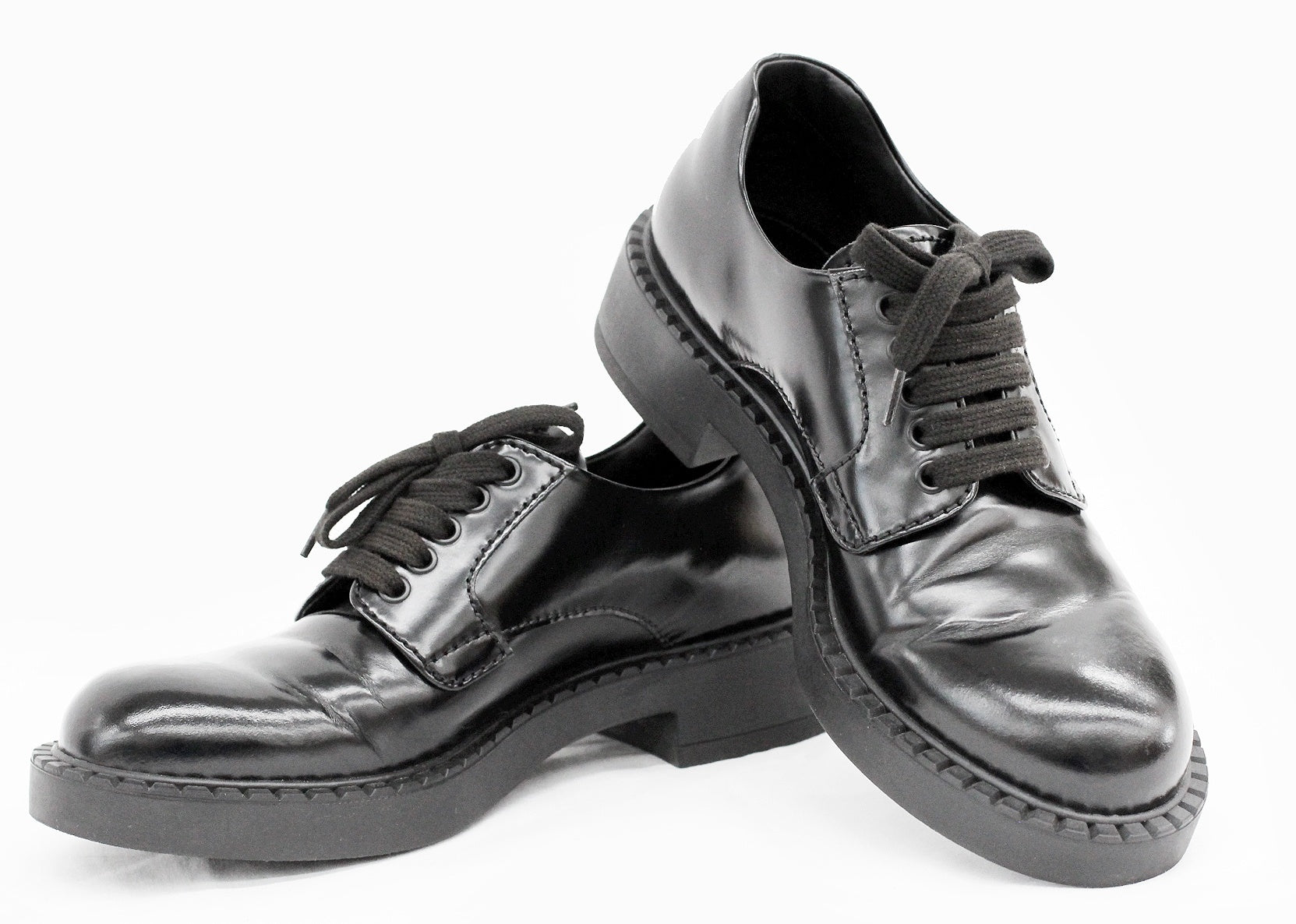 PRADA(プラダ) ブラッシュドレザーダービーシューズ 6(25~25.5cm相当) 2EE345 革靴 - 安心保証・業界最安値の販売 福助