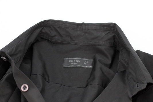 PRADA(プラダ) メンズ 長袖シャツ ブラック ACU1 2023 11 DNA996 S231 1LZC 40/15 4/3 コットン Yシャツ/ブラウス - 安心保証・業界最安値の販売 福助
