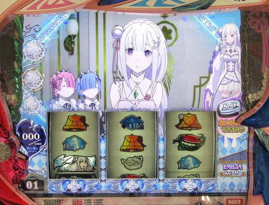 パチスロ実機 大都技研 Re:ゼロから始める異世界生活 双子パネル 6号機 家庭用電源対応 Vol調節有 - 安心保証・業界最安値の販売 福助