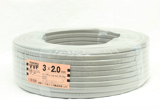 太陽ケーブルテック TEIKOKU(テイコク) VVF ケーブル 3×2.0mm 灰色 100m巻 - 電動工具・楽器・ブランド・住設家電も総合リユース｜リサイクルショップ福助