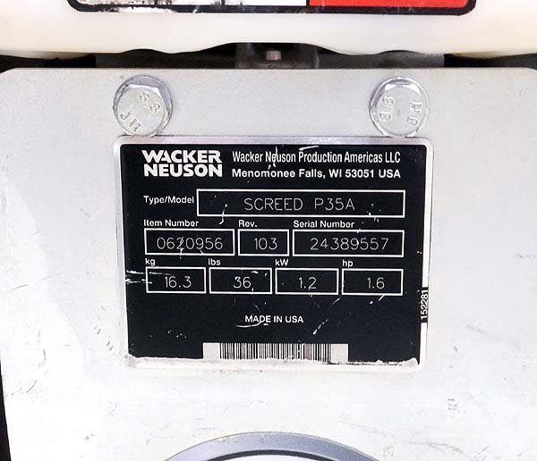 札幌市限定販売 Wacker Neuson/ワッカーノイソン ウェットスクリード P35A エンジン始動OK (Honda GX35内蔵) 1.6馬力 - 安心保証・業界最安値の販売 福助