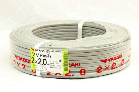YAZAKI(矢崎エナジーシステム) VVFケーブル PbF 2×2.0mm 100m 灰 11kg - 電動工具・楽器・ブランド・住設家電も総合リユース｜リサイクルショップ福助