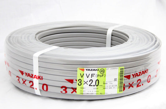 YAZAKI(矢崎エナジーシステム) VVFケーブル PbF [赤黒白] 3芯×2.0mm 100m 灰 - 安心保証・業界最安値の販売 福助
